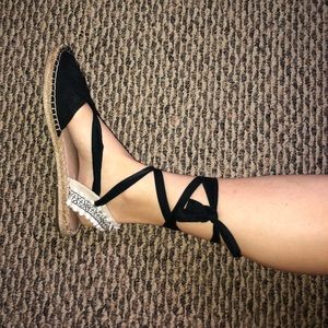 Black Espadrilles Tie Sandals